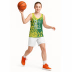 Australian Opals Basketball Basketball Jersey Geometric Tribal Pattern In Green And Gold Athletic Art