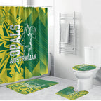 Australian Opals Basketball Bathroom Set Geometric Tribal Pattern In Green And Gold Athletic Art