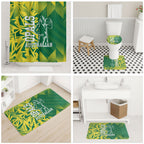 Australian Opals Basketball Bathroom Set Geometric Tribal Pattern In Green And Gold Athletic Art