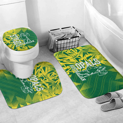 Australian Opals Basketball Bathroom Set Geometric Tribal Pattern In Green And Gold Athletic Art