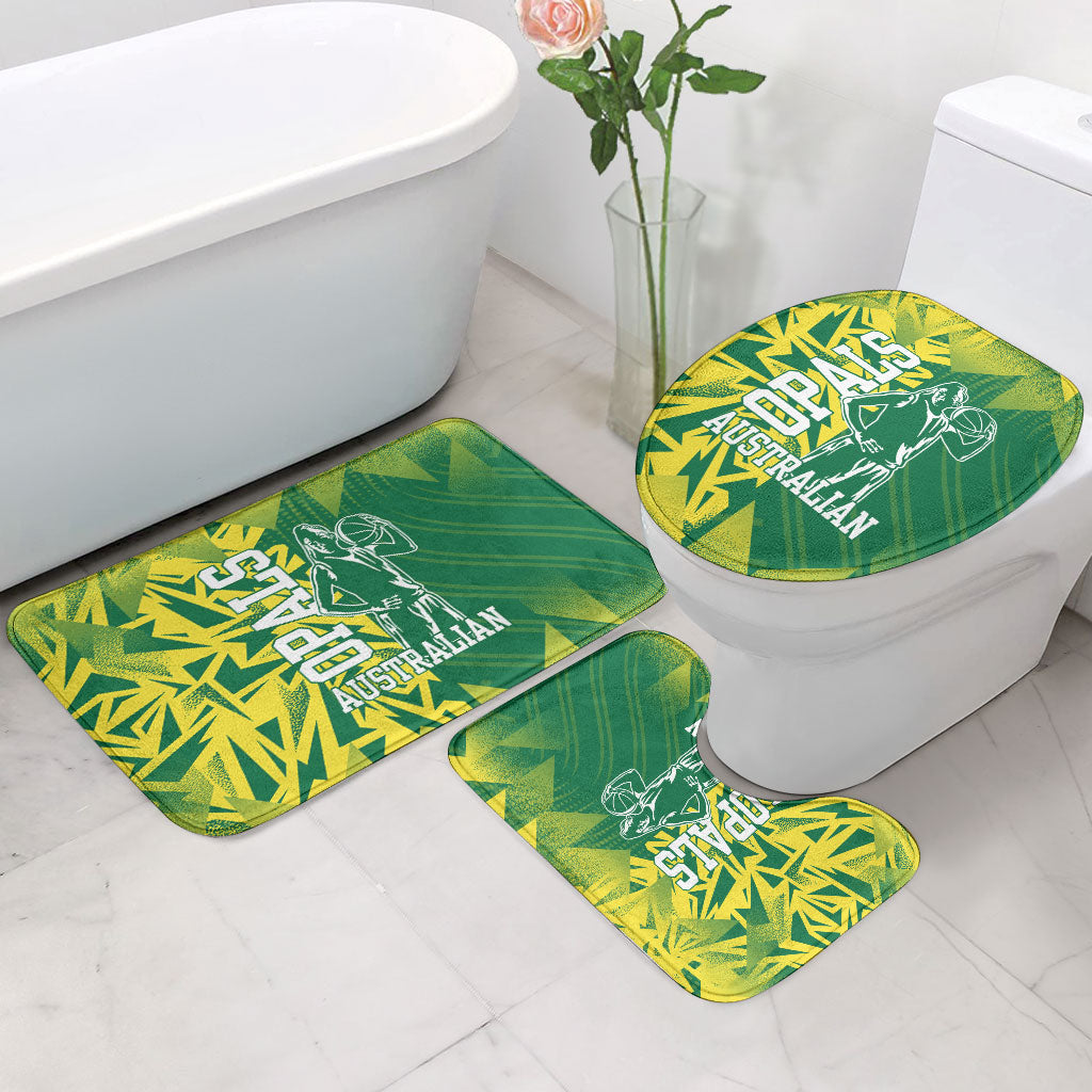 Australian Opals Basketball Bathroom Set Geometric Tribal Pattern In Green And Gold Athletic Art