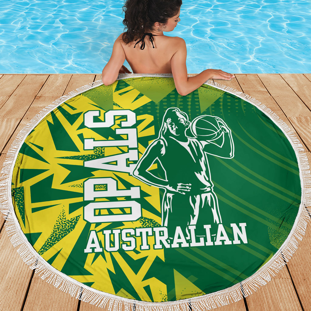 Australian Opals Basketball Beach Blanket Geometric Tribal Pattern In Green And Gold Athletic Art