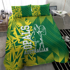 Australian Opals Basketball Bedding Set Geometric Tribal Pattern In Green And Gold Athletic Art