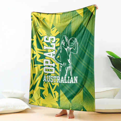 Australian Opals Basketball Blanket Geometric Tribal Pattern In Green And Gold Athletic Art
