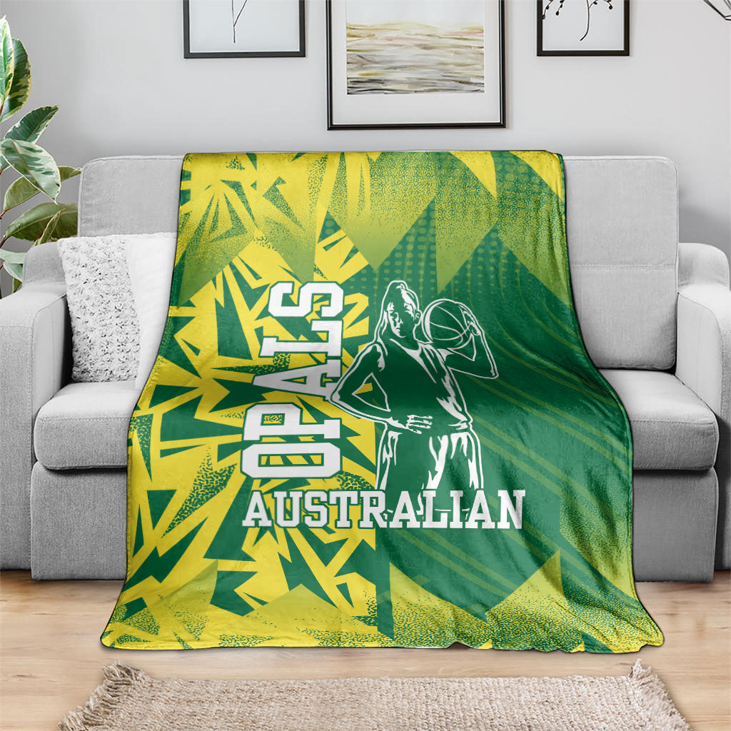 Australian Opals Basketball Blanket Geometric Tribal Pattern In Green And Gold Athletic Art
