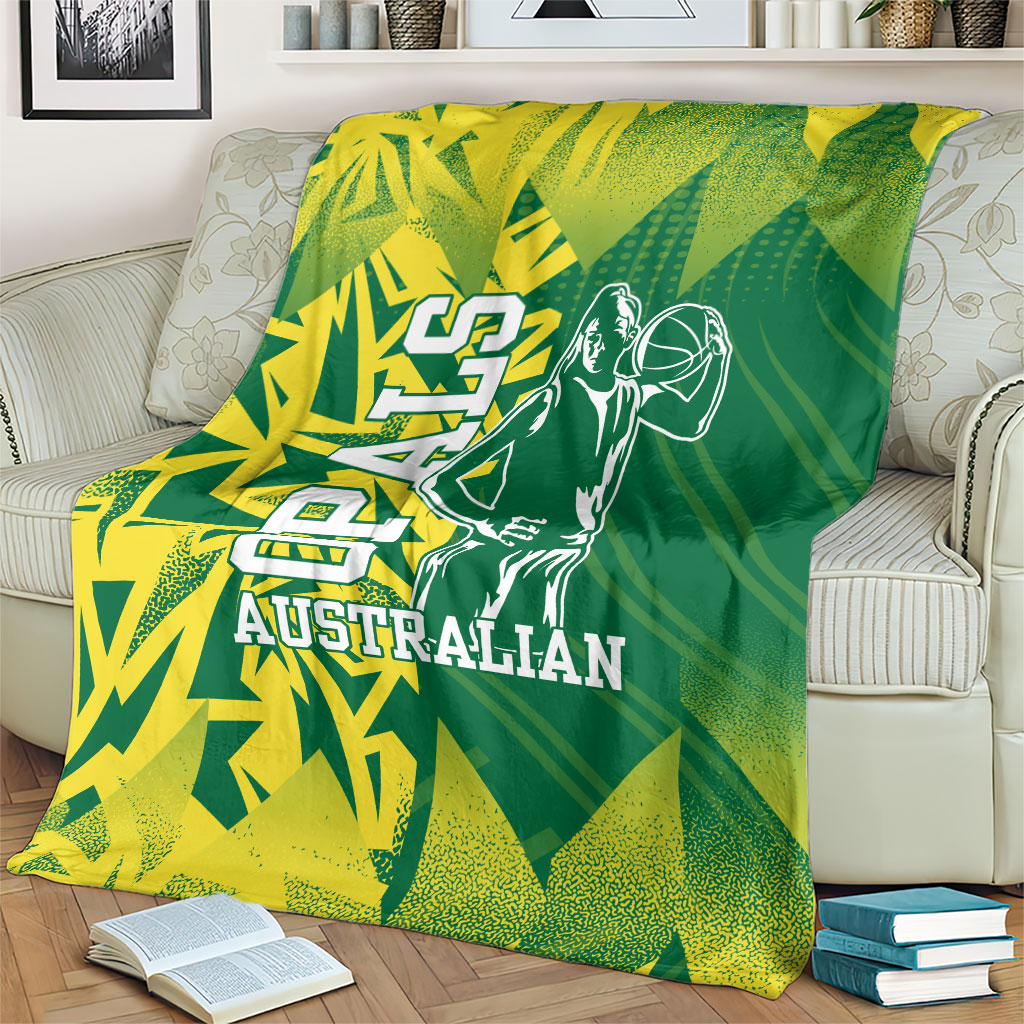 Australian Opals Basketball Blanket Geometric Tribal Pattern In Green And Gold Athletic Art