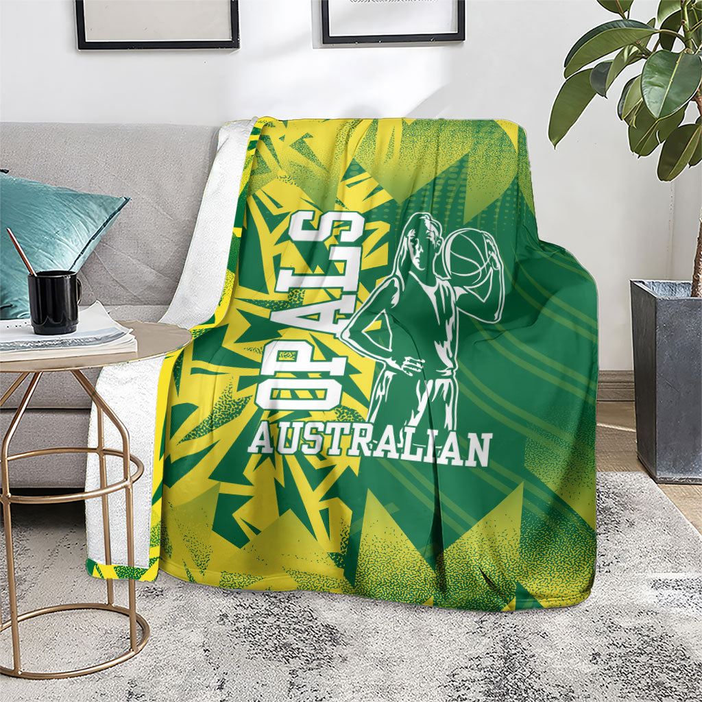 Australian Opals Basketball Blanket Geometric Tribal Pattern In Green And Gold Athletic Art