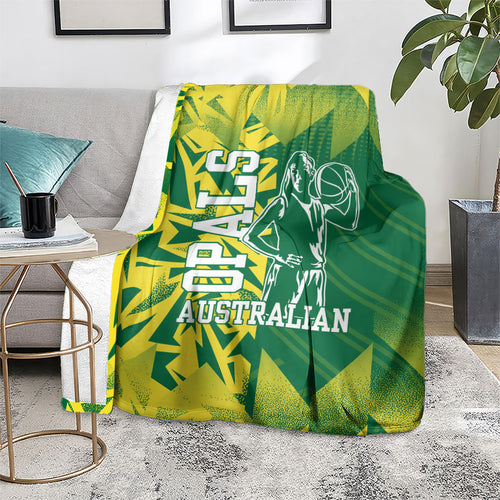 Australian Opals Basketball Blanket Geometric Tribal Pattern In Green And Gold Athletic Art