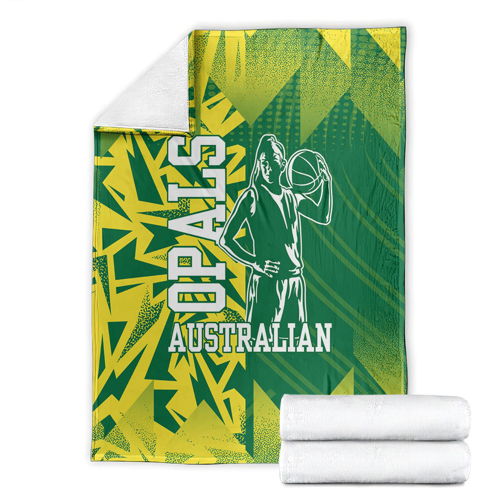 Australian Opals Basketball Blanket Geometric Tribal Pattern In Green And Gold Athletic Art
