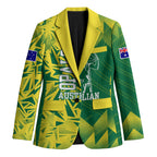 Australian Opals Basketball Blazer Geometric Tribal Pattern In Green And Gold Athletic Art