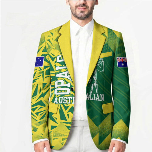 Australian Opals Basketball Blazer Geometric Tribal Pattern In Green And Gold Athletic Art