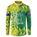Australian Opals Basketball Button Sweatshirt Geometric Tribal Pattern In Green And Gold Athletic Art