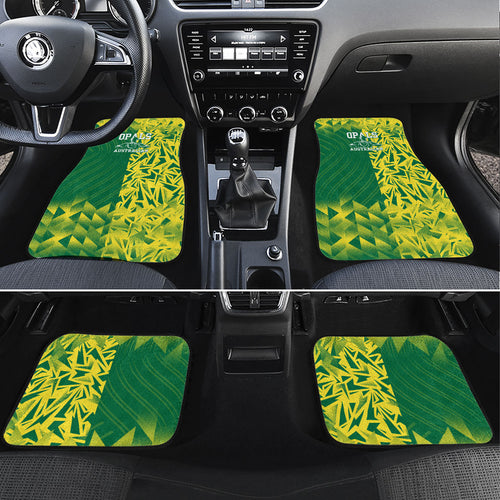 Australian Opals Basketball Car Mats Geometric Tribal Pattern In Green And Gold Athletic Art