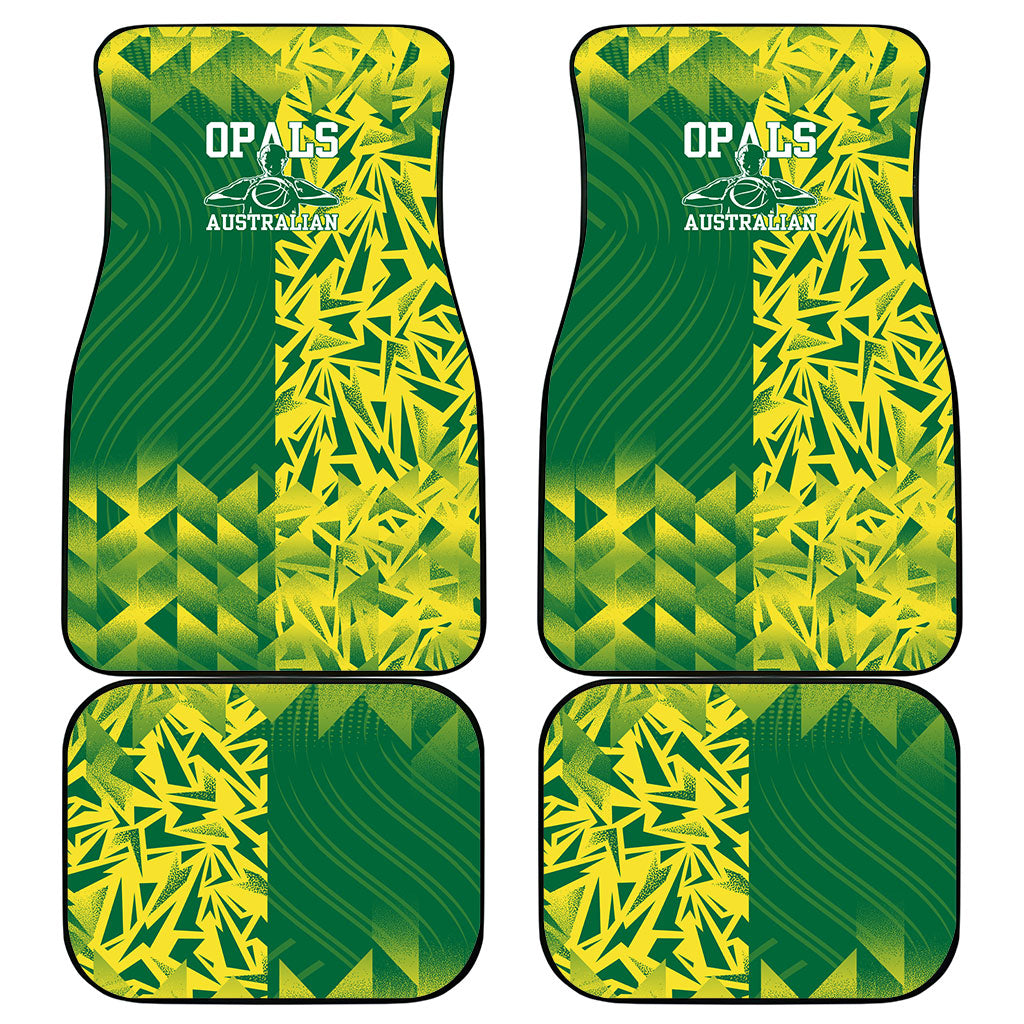 Australian Opals Basketball Car Mats Geometric Tribal Pattern In Green And Gold Athletic Art