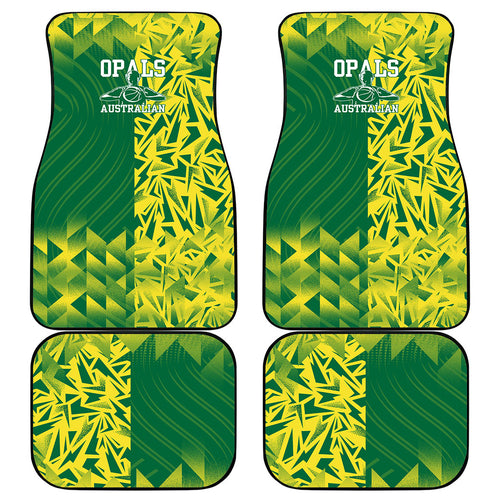 Australian Opals Basketball Car Mats Geometric Tribal Pattern In Green And Gold Athletic Art