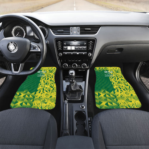 Australian Opals Basketball Car Mats Geometric Tribal Pattern In Green And Gold Athletic Art