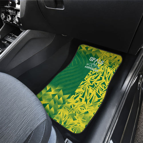 Australian Opals Basketball Car Mats Geometric Tribal Pattern In Green And Gold Athletic Art