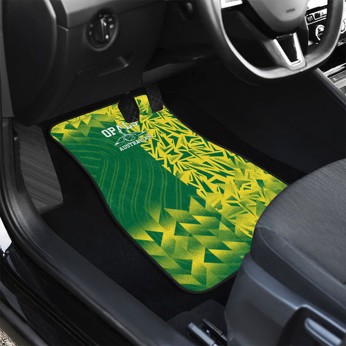 Australian Opals Basketball Car Mats Geometric Tribal Pattern In Green And Gold Athletic Art