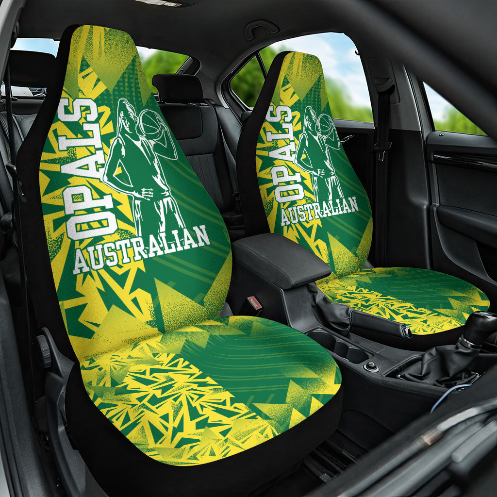 Australian Opals Basketball Car Seat Cover Geometric Tribal Pattern In Green And Gold Athletic Art