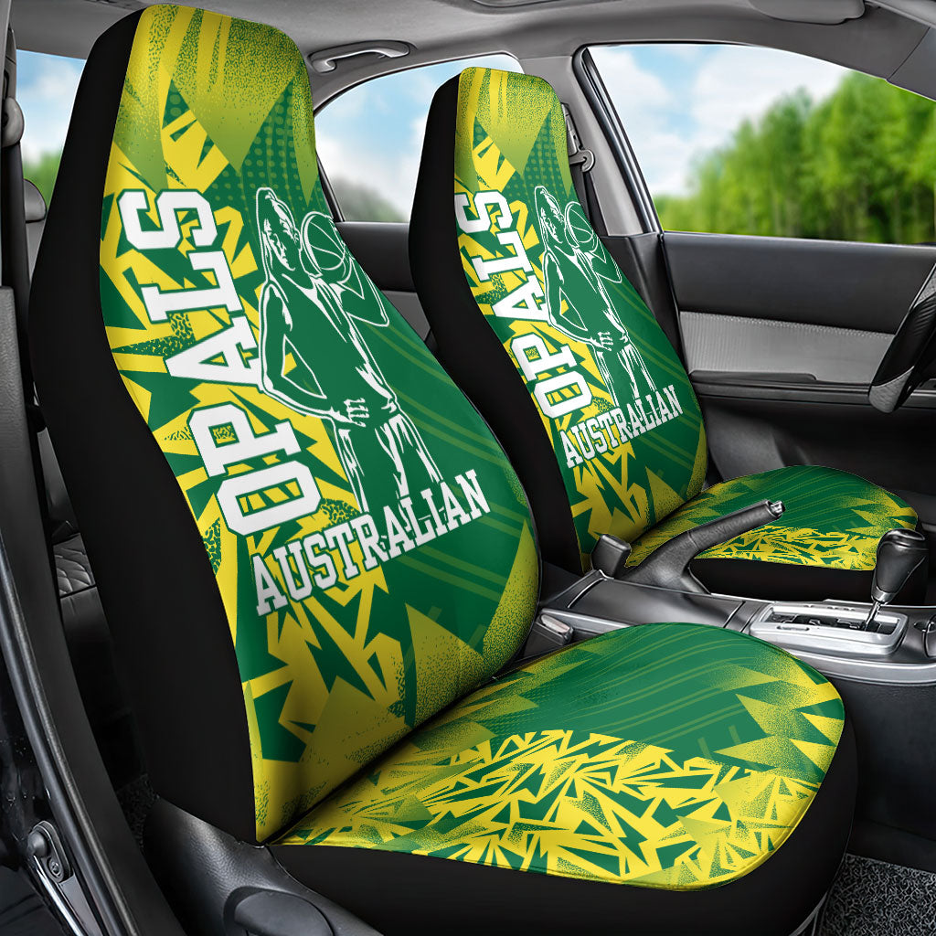 Australian Opals Basketball Car Seat Cover Geometric Tribal Pattern In Green And Gold Athletic Art