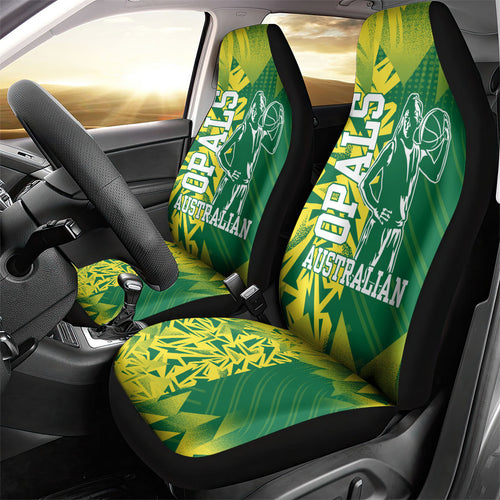 Australian Opals Basketball Car Seat Cover Geometric Tribal Pattern In Green And Gold Athletic Art