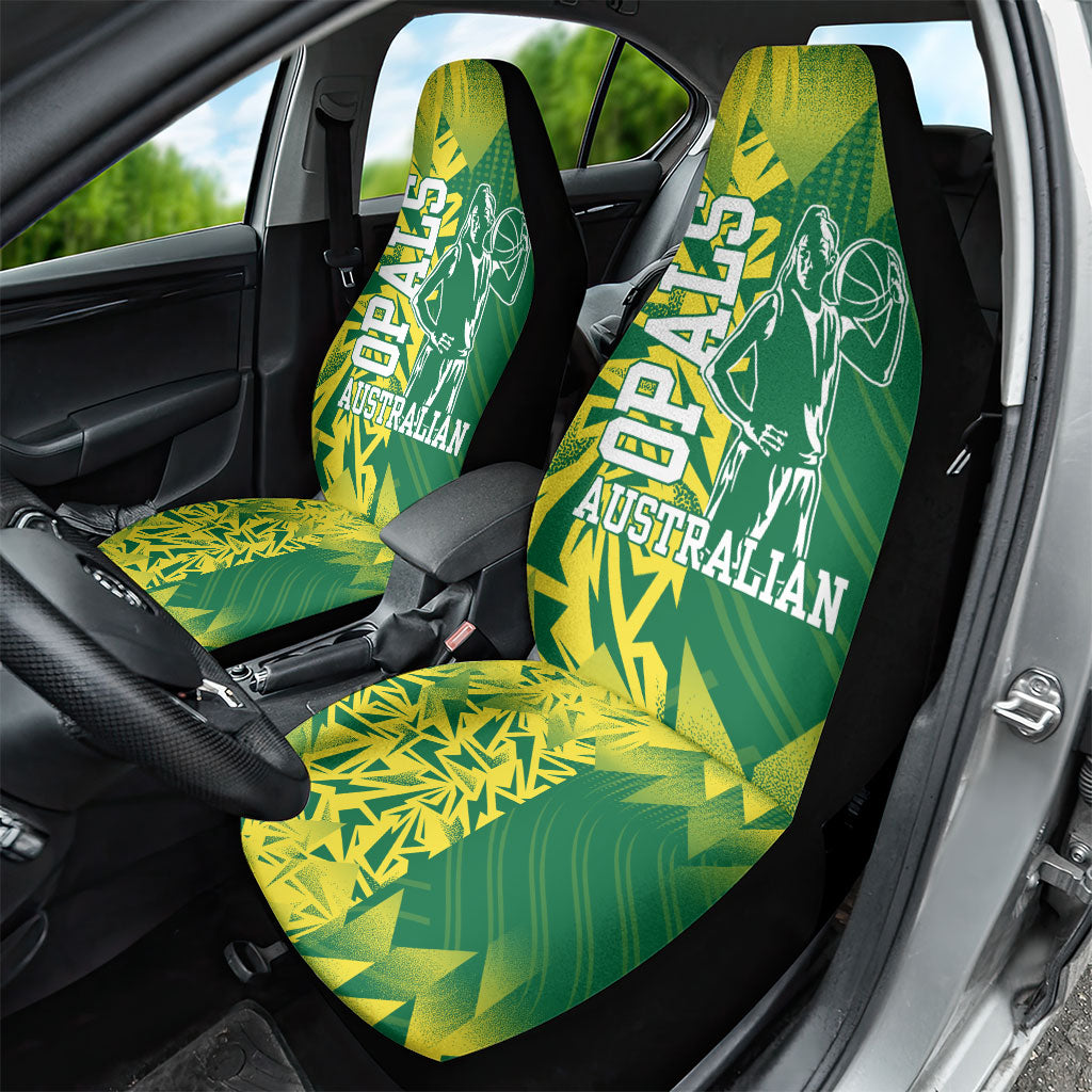 Australian Opals Basketball Car Seat Cover Geometric Tribal Pattern In Green And Gold Athletic Art