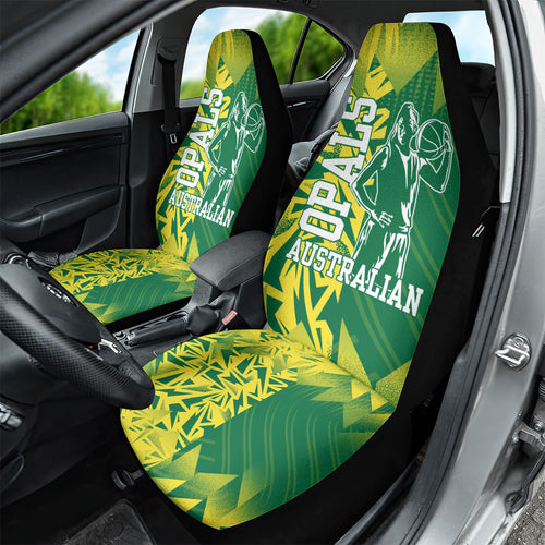 Australian Opals Basketball Car Seat Cover Geometric Tribal Pattern In Green And Gold Athletic Art