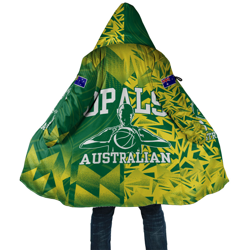Australian Opals Basketball Cloak Geometric Tribal Pattern In Green And Gold Athletic Art