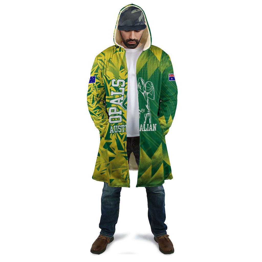 Australian Opals Basketball Cloak Geometric Tribal Pattern In Green And Gold Athletic Art