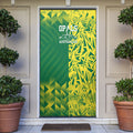 Australian Opals Basketball Door Cover Geometric Tribal Pattern In Green And Gold Athletic Art