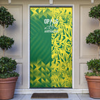 Australian Opals Basketball Door Cover Geometric Tribal Pattern In Green And Gold Athletic Art