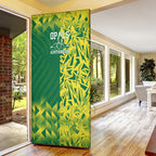 Australian Opals Basketball Door Cover Geometric Tribal Pattern In Green And Gold Athletic Art