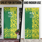 Australian Opals Basketball Door Cover Geometric Tribal Pattern In Green And Gold Athletic Art
