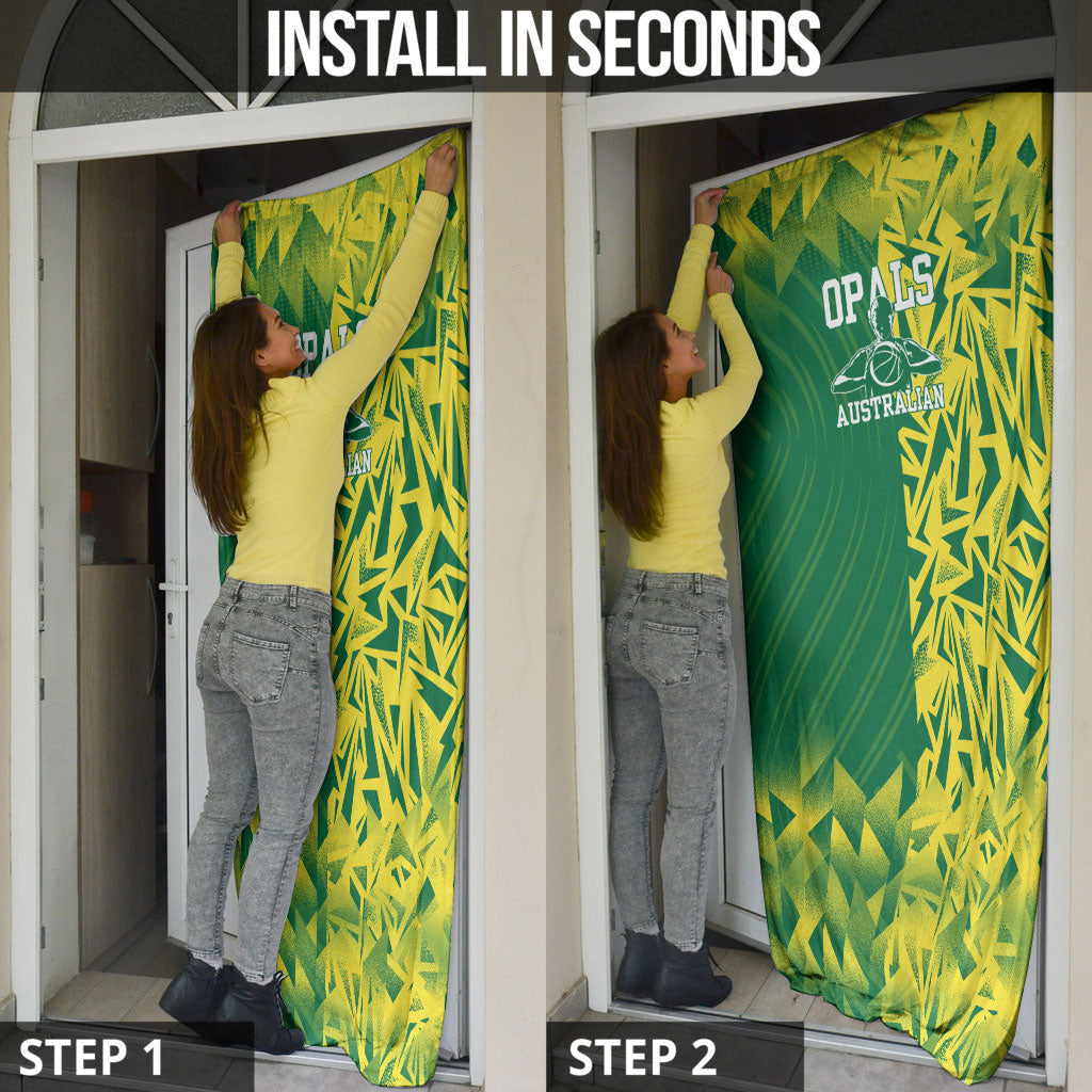Australian Opals Basketball Door Cover Geometric Tribal Pattern In Green And Gold Athletic Art