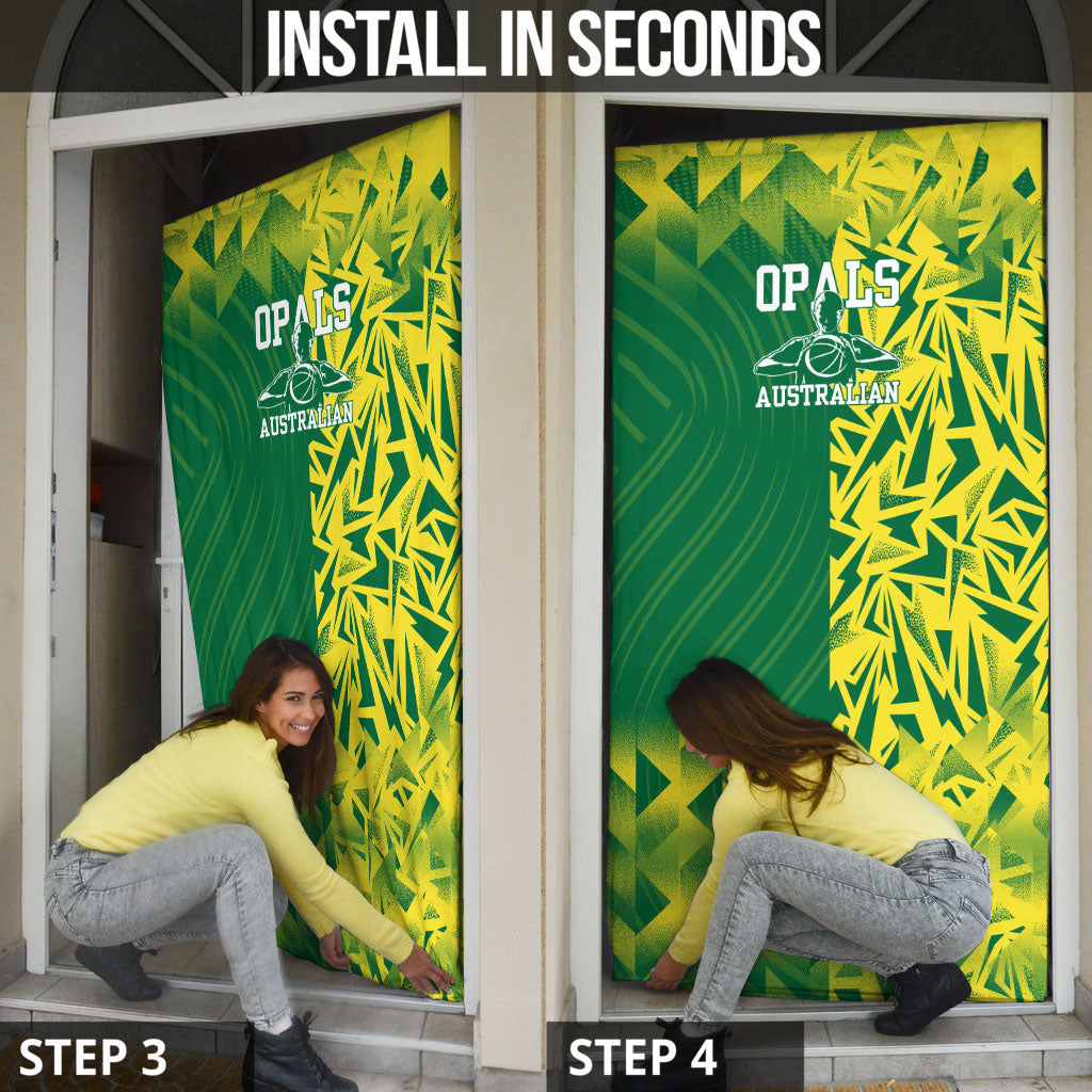 Australian Opals Basketball Door Cover Geometric Tribal Pattern In Green And Gold Athletic Art