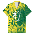 Australian Opals Basketball Family Matching Puletasi and Hawaiian Shirt Geometric Tribal Pattern In Green And Gold Athletic Art