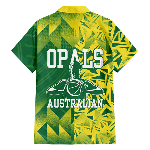 Australian Opals Basketball Family Matching Summer Maxi Dress and Hawaiian Shirt Geometric Tribal Pattern In Green And Gold Athletic Art