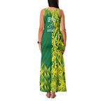 Australian Opals Basketball Family Matching Tank Maxi Dress and Hawaiian Shirt Geometric Tribal Pattern In Green And Gold Athletic Art