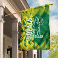 Australian Opals Basketball Garden Flag Geometric Tribal Pattern In Green And Gold Athletic Art