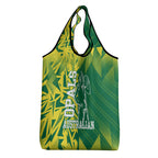 Australian Opals Basketball Grocery Bag Geometric Tribal Pattern In Green And Gold Athletic Art