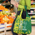 Australian Opals Basketball Grocery Bag Geometric Tribal Pattern In Green And Gold Athletic Art