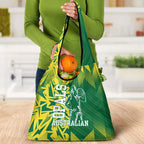 Australian Opals Basketball Grocery Bag Geometric Tribal Pattern In Green And Gold Athletic Art