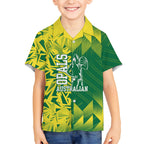 Australian Opals Basketball Hawaiian Shirt Geometric Tribal Pattern In Green And Gold Athletic Art