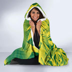 Australian Opals Basketball Hooded Blanket Geometric Tribal Pattern In Green And Gold Athletic Art