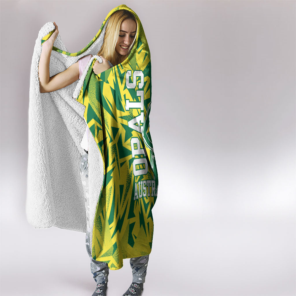 Australian Opals Basketball Hooded Blanket Geometric Tribal Pattern In Green And Gold Athletic Art