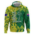 Australian Opals Basketball Hoodie Geometric Tribal Pattern In Green And Gold Athletic Art