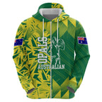Australian Opals Basketball Hoodie Geometric Tribal Pattern In Green And Gold Athletic Art