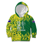 Australian Opals Basketball Kid Hoodie Geometric Tribal Pattern In Green And Gold Athletic Art