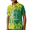 Australian Opals Basketball Kid Polo Shirt Geometric Tribal Pattern In Green And Gold Athletic Art