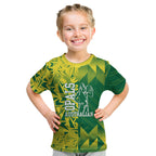 Australian Opals Basketball Kid T Shirt Geometric Tribal Pattern In Green And Gold Athletic Art